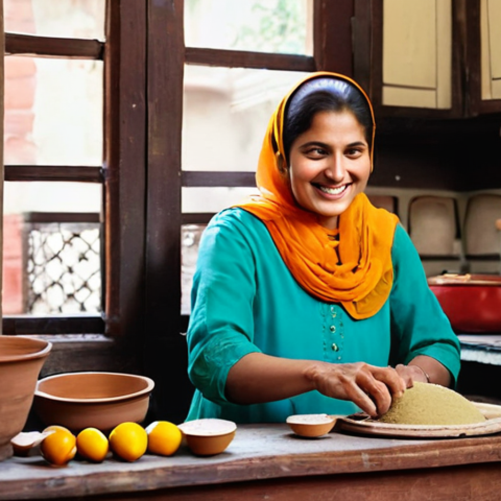 학습 중심 여행을 위한 맞춤형 일정 만들기 - **A Cooking Journey in Lahore's Old City**
Prompt: A cheerful young woman, aged 20s, wearing mod...