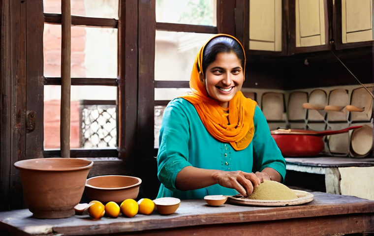 학습 중심 여행을 위한 맞춤형 일정 만들기 - **A Cooking Journey in Lahore's Old City**
Prompt: A cheerful young woman, aged 20s, wearing mod...