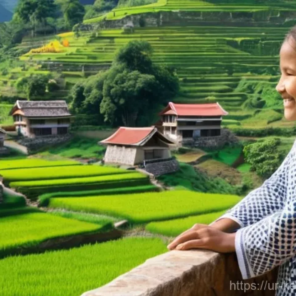 학습 중심 여행의 윤리적 고려사항 - **Prompt 1: Respectful Cultural Immersion**
A wide shot of a traveler, a woman in her late 20s, ...