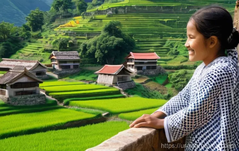 학습 중심 여행의 윤리적 고려사항 - **Prompt 1: Respectful Cultural Immersion**
A wide shot of a traveler, a woman in her late 20s, ...
