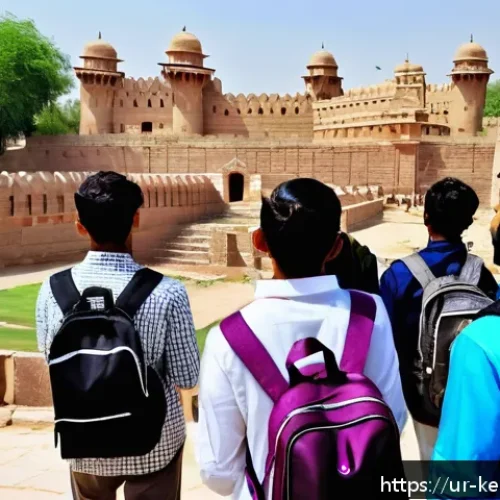 Home 31 학생들의 요구에 맞춘 여행 프로그램 설계 - A diverse group of enthusiastic Urdu-speaking students visiting a historic site in Pakistan, wearing...